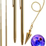 4 Pcs Ghost Hunting Dowsing Rods Copper Set Pen Shaped Gold Spirit Rods Water Divining Rods with Paranormal Dowsing Pendulum LED Light up Cat Ball for Ghost Hunting Party Detect Gold Water Treasure-0