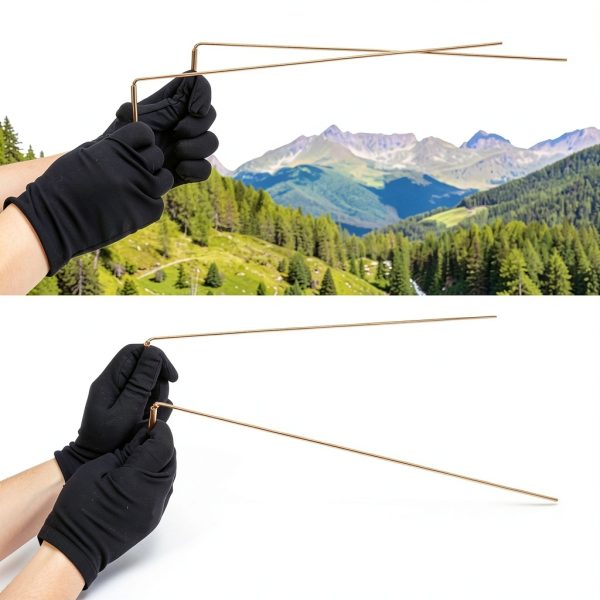 99.9% Copper Dowsing Rods Kit, Anglecai Spiritual Exploration Divination Tools 2PCS Divining Rods+Dowsing Pendulum + Divination Mat + Gloves + Bag for Ghost Hunting, Divining Water, Gold, Treasure-4