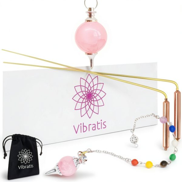 Dowsing Rods with Copper Handles Premium Quality Divining Rods - Dowsing Rose Cristal Quartz Pendulum Included - Varillas de Radiestesia-0