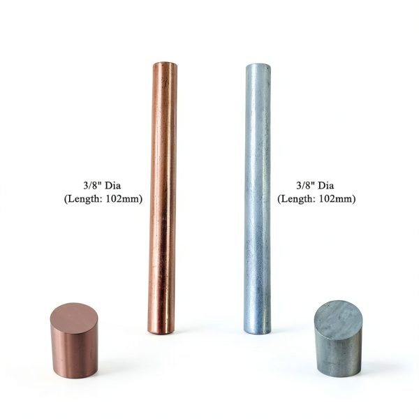 HWYEE 99.995% Pure Copper Zinc Rods 2PCS 3/8" (10mm) x 4" (102mm) Bar-2
