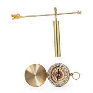 Copper Feng Shui Dowsing Rod Set with Dragon Head Design and Compass Portable Water Detection Tool for Home and Outdoor Use-0