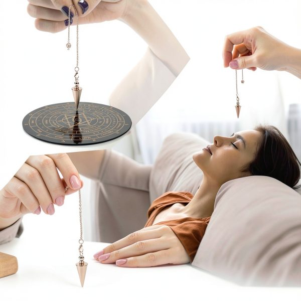 Windspeed 6 Divination Tools Kit Set Include 99.99% Dowsing Rods Copper Spiritual Dowsing Pendulum Board for Finding Water, Detect Gold, Locating Lost Items, Ghost Hunting-4
