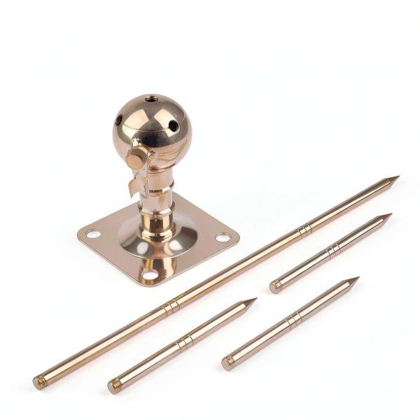 Lightning Rod CYANTEKOMS Copper Brass Kit for Roof Pole Top 1.7ft-2