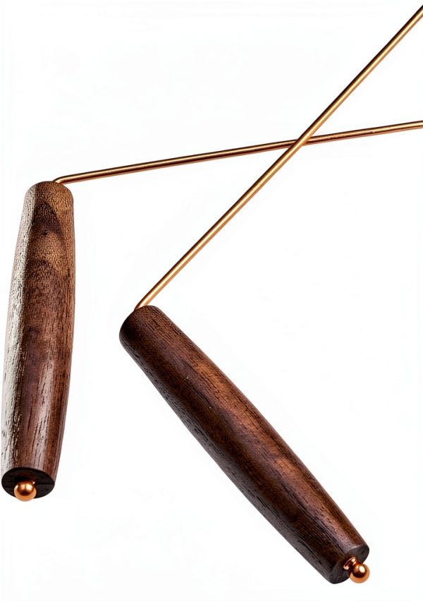 99.99% Copper Dowsing Rods - 2PCS Wooden Handle Dowsing Rods with Solid Brass Karnak Pendulum and Velvet Bag for Convenient Storage - for Searching Water, Gold, Minerals, Lost Things-4