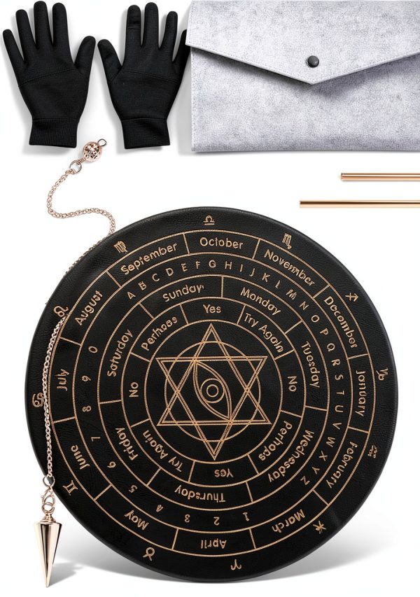 Windspeed 6 Divination Tools Kit Set Include 99.99% Dowsing Rods Copper Spiritual Dowsing Pendulum Board for Finding Water, Detect Gold, Locating Lost Items, Ghost Hunting-0