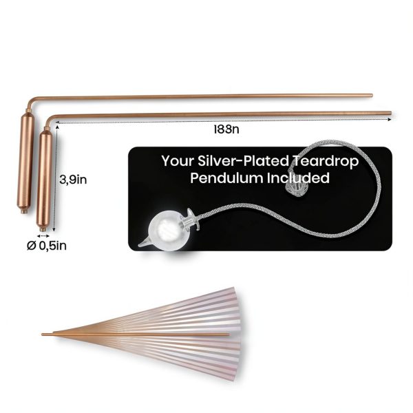 Dowsing Rods with Copper Handles Premium Quality Divining Rods - Dowsing Pendulum Included - Varillas de Radiestesia-3