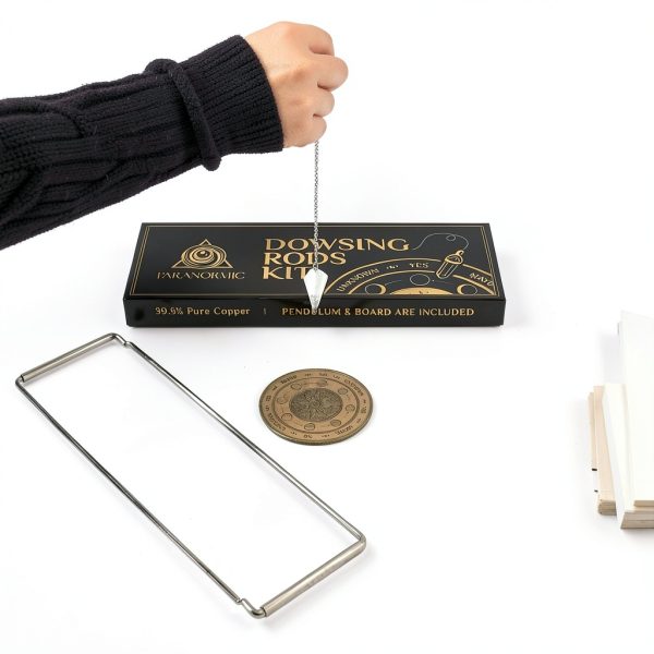 Copper Dowsing Rods Paranormic Hunting Kit 2 Rods Quartz Pendulum-2