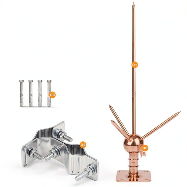 Lightning Rod CYANTEKOMS Copper Brass Kit for Roof Pole Top 1.7ft-1