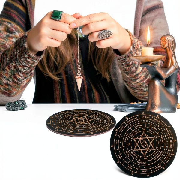 Windspeed 6 Divination Tools Kit Set Include 99.99% Dowsing Rods Copper Spiritual Dowsing Pendulum Board for Finding Water, Detect Gold, Locating Lost Items, Ghost Hunting-3