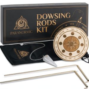 Copper Dowsing Rods Paranormic Hunting Kit 2 Rods Quartz Pendulum-0