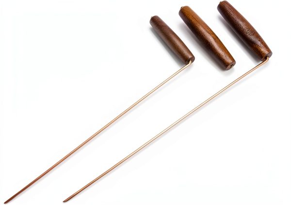 99.99% Copper Dowsing Rods - 2PCS Wooden Handle Dowsing Rods with Solid Brass Karnak Pendulum and Velvet Bag for Convenient Storage - for Searching Water, Gold, Minerals, Lost Things-5